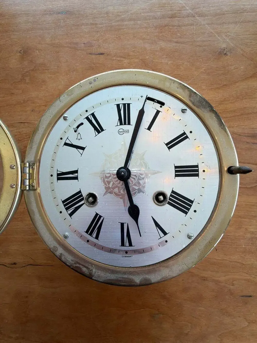Barigo German Nautical Brass Bulkhead Mechanical Clock